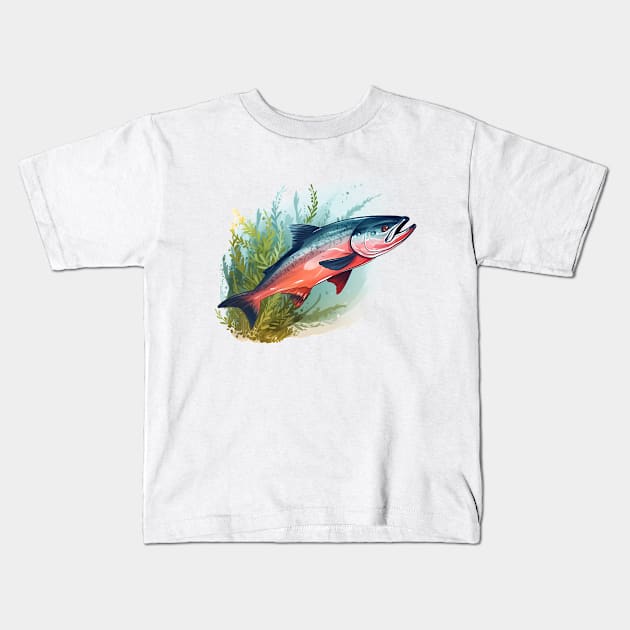 Pacific Northwest Salmon Kids T-Shirt by zooleisurelife